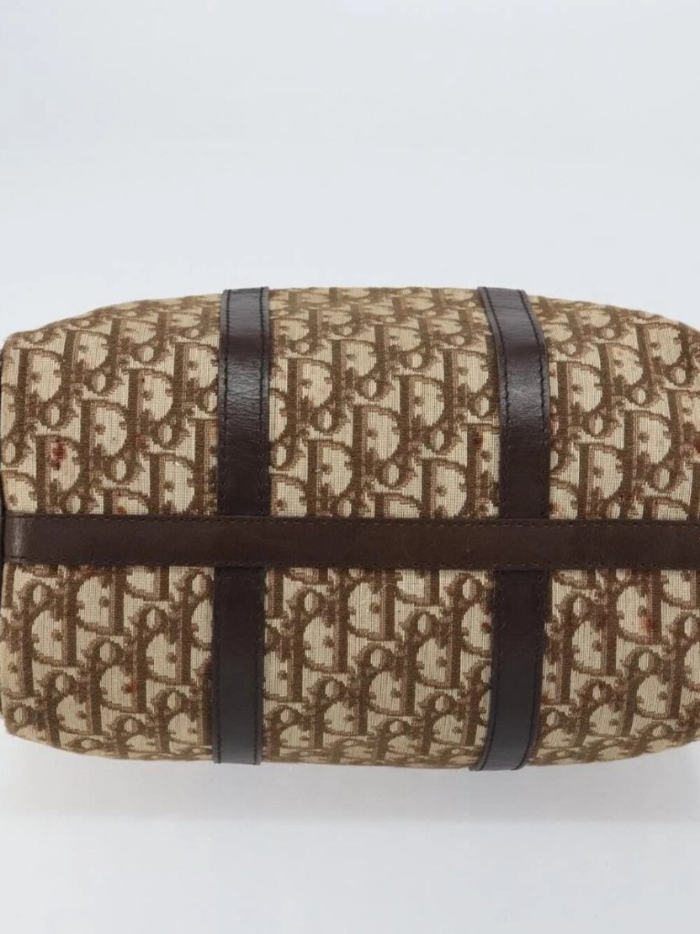 Christian Dior Trotter Canvas Boston Bag Beige Gold Auth 151623 - Picture 7 of 16
